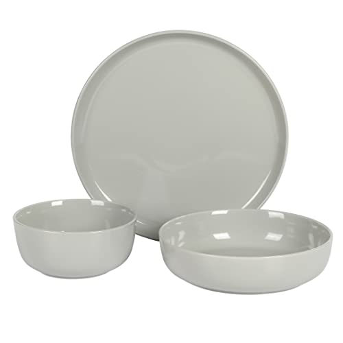 Image of Gibson Home Oslo 12-Piece Porcelain Chip and Scratch Resistant Dinnerware Set, Grey,Service for 4