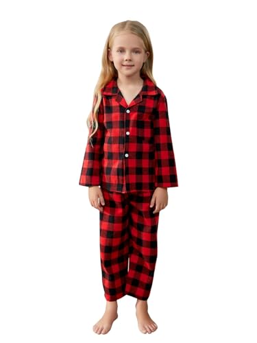 Umeyda Family Christmas Pjs Matching Sets Plaid Pajamas Long Sleeve Holiday Sleepwear Set for Adults Kids2