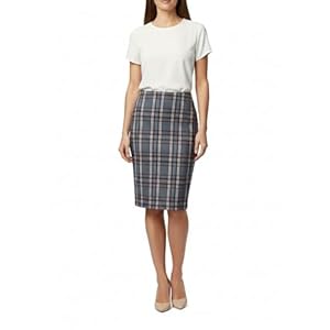 Women’s Knee-Length Pencil Skirt Elasticated Waist Casual Tartan Midi Skirt