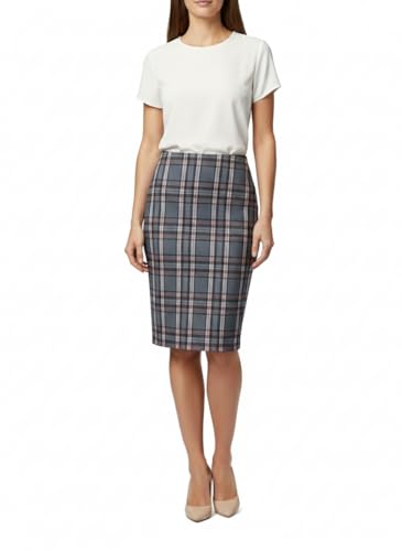 Women’s Knee-Length Pencil Skirt Elasticated Waist Casual Tartan Midi Skirt