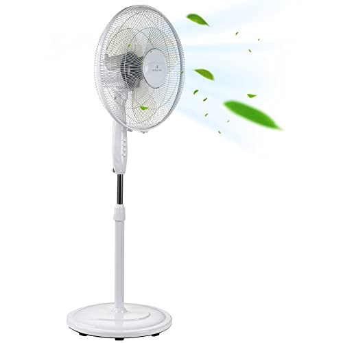 Standventilator Standlüfter, SuperIeiser Oszillierender Ventilator mit 3 Geschwindigkeitsstufen und Höhenverstellbarkeit bis 130cm, 65W-für zu Hause, Büro und Schlafzimmer (Weiß) Cover