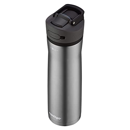 Image of Contigo Ashland Chill Stainless Steel Water Bottle with Leakproof Lid & Straw, Water Bottle with Handle Keeps Drinks Cold for 24hrs & Hot for 6hrs, Great for Travel, School, Work, & More, 24oz