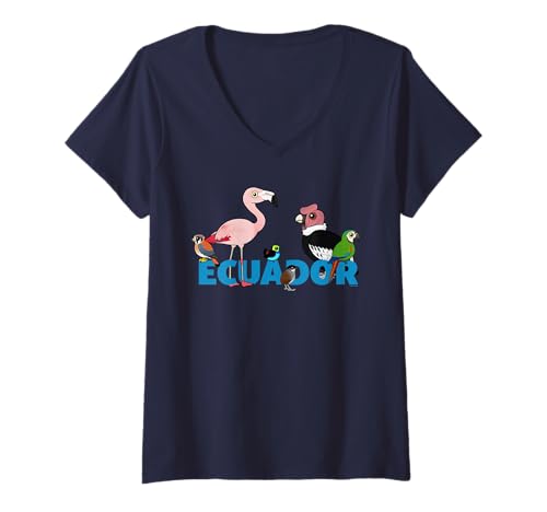 Womens Birdorable Ecuador Ecuador Souvenir Bird Cute Cartoon Gift V-Neck T-Shirt