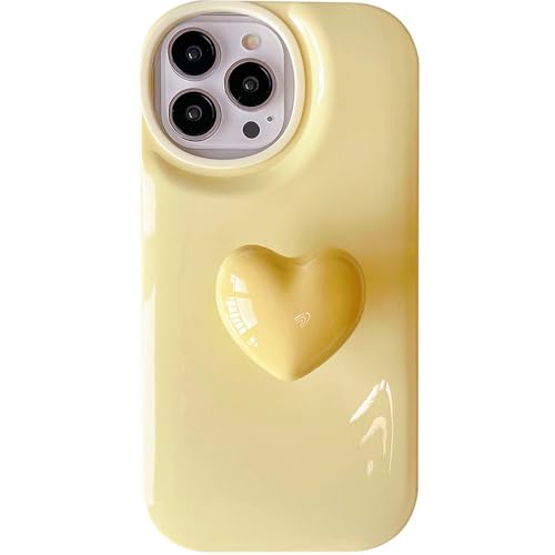 Coque de téléphone avec support cœur jaune pour iPhone 12 Pro Max