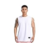 NITRY Tank Top Herren Sport Schwitzen Atmungsaktiv Muskelshirt Casual Elastizität Schnelltrocknend Tankshirt Gym Jogging Fitness Trainingsshirt A-White M