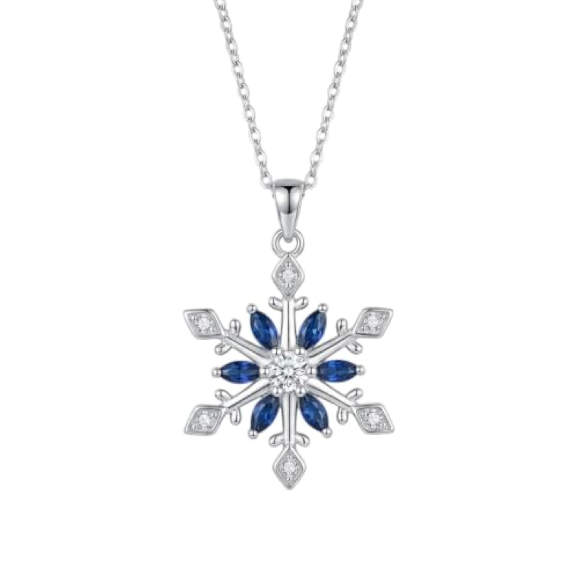 Women's Blue Snowflake Pendant Necklace, Classy Gift