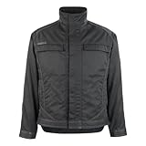 Verbesserte Sichtbarkeit für das Umfeld mit Hilfe von Reflexeffekten. Die MASCOT Mainz Arbeitsjacke ist einfarbig. Enthält TENCEL, das die Meterware kühler, weicher und sehr feuchtigkeitsabsorbierend macht. Dreifache Kappnähte an den Ärmeln und Seiten. Stehkragen. Verschluss mit Reißverschluss, Wetterschutzleiste sowie verdeckten Druckknöpfen. Rücken ist verlängert. Brusttaschen mit Patte und verdeckten Druckknöpfen. Leichter Eingriff zur integrierten Handytasche in der Brusttasche. Vordertas