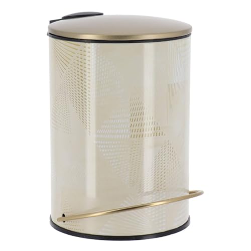 Tendance - Poubelle Ronde Métal Imprimé/Couvercle Dore Frein de Chute 3L - Chicissime - Salle de Bain - Poubelles et Brosses WC