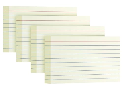 YIZUUN Cream Index Cards 3x5, 200 Pack, Ruled Index Cards, Flash Cards for Studying, Heavy Note Cards for Office, Home and School, 4 Packs of 50