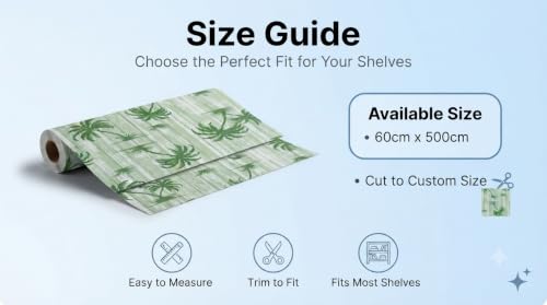 Image of Dribble (60cm X 500cm) Eva Shelf Liner Mat Roll, Non Slip Drawer & Cabinet Liner for Kitchen, Waterproof Oilproof Washable Fridge Mat, Anti Skid Multipurpose Mat (Palm Paradise Green)