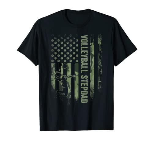 Vintage USA Camouflage Proud Volleyball Stepdad Silhouette T-Shirt