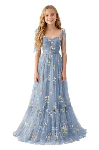 Floral Embroidery Tulle Flower Girl Dress