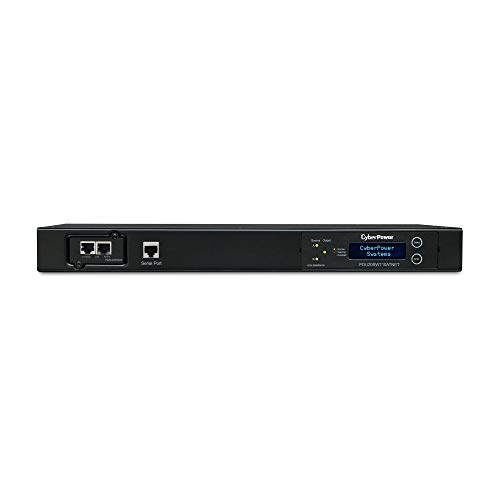 CyberPower PDU20SWT10ATNET Switched ATS PDU, 100 - 120V/20A (Derated to 16A), 10 Outlets, Pre-Installed Network Card, 1U Rackmount