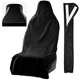 Waterproof SeatShield UltraSport Front Seat Cover and Seatbelt Cover - Black Car Seat Towel and 20in Car Seat Belt Cover for All Vehicles - Seat Belt Cushion for Women, Men, Kids from Sweat, Food,Dirt