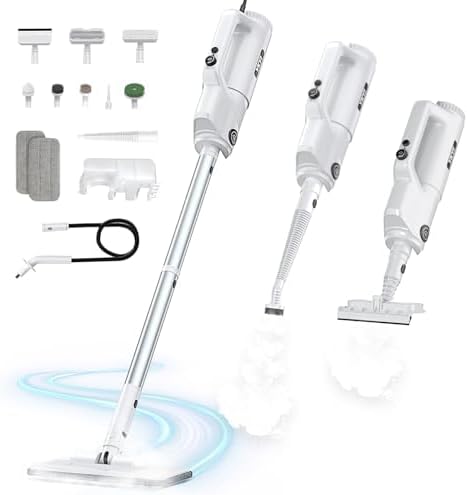 YKYI Steam Mop, Detachable 10-in-1 Multipurpose Steamer with 11 Attachments for Home Cleaning