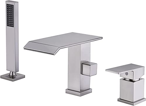 Robinet de baignoire cascade 3 trous en laiton noir mat d'exception