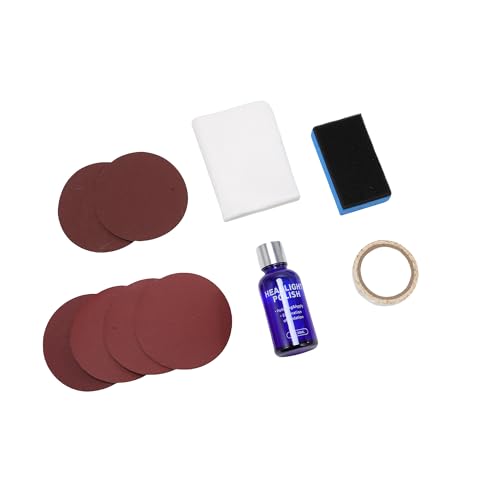 CAREONLINE New Headlight Restoration Kit, Car Headlight Repair Renovation Kit, Car Lens Lamp Cleaning Sanding Repair Polish Tools with 30ml Repair Liquid for Repair Headlight Yellowing, Scrashes，Haze