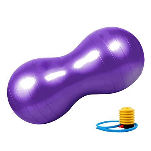 Snner 1pc Therapie Ball Erdnusskapsel Yoga Ball für Übung Fitness Massage Schmerzlinderungskoordinate Entwicklung mit Inflator Purpur Cover