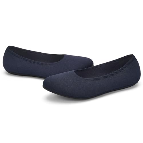 Image of Puxowe Women's Ballet Flats Breathable Knit Slip On Comfortable Round Toe Walking Shoes with Arch Support Insole for Work