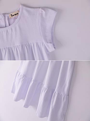 Image of Youwon Girls Dress Short Sleeve Solid Color Tunic A-Line Tiered Swing Dress 2-6 7-16