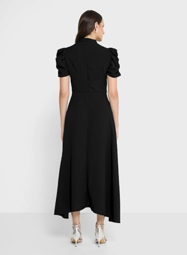 Image of Sugathari Women Women's V-Neck Maxi Dress, A-Line Style, Puff Sleeves, Cinched Waist 246