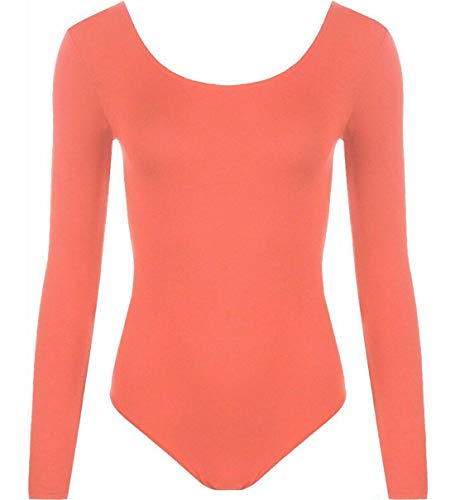 FASHION 7STAR Body elástico de manga larga para mujer, maillot de cuello redondo, maillot de danza de gimnasia, top 8-14 Cover