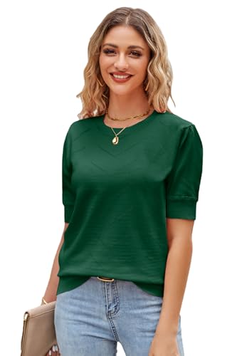 Image of Newshows Women's Sweater Short Sleeve Summer Fall Casual Business Shirts | Stretchy, Breathable, Lightweight, Summer Casual Sweater for Business 2026, Crewneck Dressy Tops, Daily Pullover, Work
