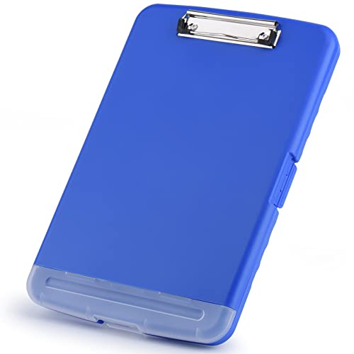 ZCZN Plastic Clipboard with Storage, A4 Clipboard Folder with Separate Pen Holder, Reddish Blue