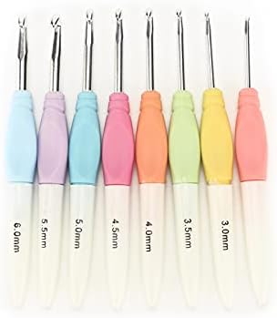Crochet Hooks, 8 Pcs Color Coded Handles with Size Numbers, Soft Non Slip Cushioned Ergonomic Grip, Lightweight Aluminum Needles for Knitting Weaving Arthritis Carpal Tunnel