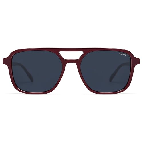 Image of SOJOS Retro Aviator Sunglasses for Women Men,Trendy Rectangle Womens Mens Shades Sun Glasses SJ2202