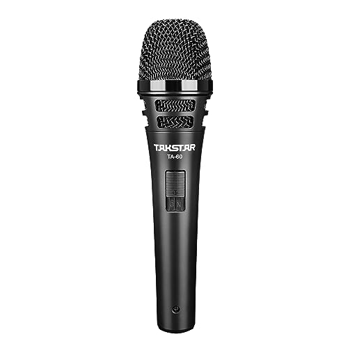 Takstar Dynamic Vocal Microphone - Super-Cardioid Handheld Microphone with Noise-Resistant, Carry Bag, Anti-Vibration Capsule Head, 1/4'' Audio Connection for Singing, Stage, Karaoke - TA-60