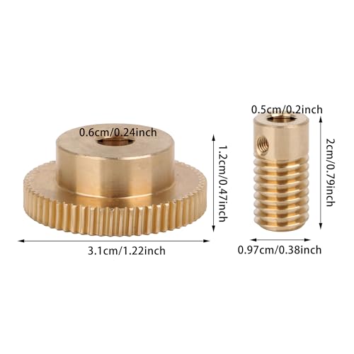 Image of 0.5 Modulus Brass Metal Speed Reducer with 60 T Wheel 5mm Bore Gear Shaft