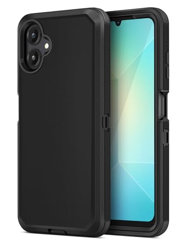 Jiunai for Samsung Galaxy A06 Case Heavy Duty Port Cover Protection Dual Layer Shockproof Drop Tested Pocket Friendly Matte Tough Cover Phone Case for Samsung Galaxy A06 6.7'' 2024 Women Men Black