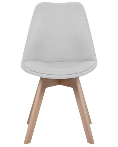 Image of Set of 4 Modern Style Mid Century Modern Dinning Room Cafe Hotel Office Wooden Legs Chair (Full Fabric Light Grey)