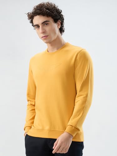 Image of Park Avenue Men Slim Fit Solid Pattern Cotton Polyester Blend Round Neck Full Sleeve Casual Sweatshirt