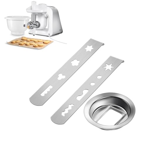 Biscuit Attachment,3 Pcs Stainless Steel Biscuit Attachment for Meat Mincer,8-Shape Cookie Maker with Connecting Ring,Compatible with Most Meat Grinders for Christmas Pastries and Desserts