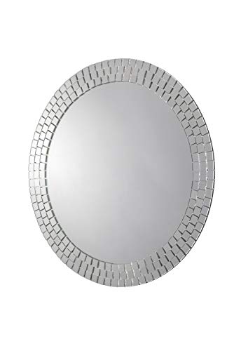 Croydex Meadley Circular Mirror with Mosaic Surround and Hang N Lock Fitting System, 600 x 600 x 10mm