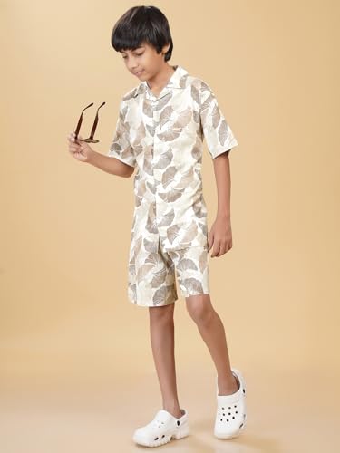 Image of Ninos Dreams Boys Cotton Rayon Halfsleeves Coord Set with Shirt & Shorts /Boys Vacation wear /boys co ord set /Boys Tropical print Shirt & Shorts set /Boys Clothing Set