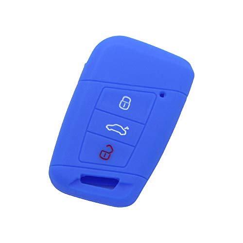 BROVACS Silicone Cover Protector Case Holder Skin Jacket Compatible with VOLKSWAGEN Passat B8 Magotan SKODA Superb A7 3 Button Smart Remote Key Fob CV9807 Deep Blue