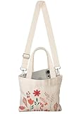 Miss Adola Cute Mini Canvas Tote Bag for Kids - Aesthetic Bags Size 8''× 6'' with Magnetic Buckle for Women Girls Cloth Cotton Tote Bag Can Carry by Hand or Crossbody for Keys, Phone, Wild Flower