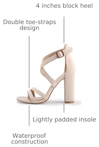 Image of IDIFU Women's Chunky High Heel Sandal Strappy Open Toe Ankle Strap Dress Shoes for Women Bridesmaid Ladies in Wedding Bridal Evening Homecoming Prom