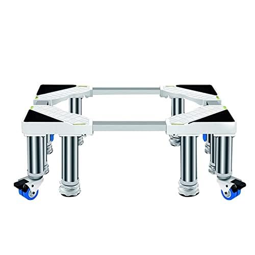 Base réglable avec 8 pieds et 4 roues pour réfrigérateur, congélateur et machine à laver - Support mobile pour déplacer facilement les meubles et appareils électroménagers (80 à 100 cm)