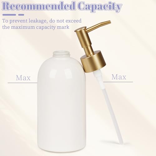 Natheeph 14OZ Ceramic Soap Dispenser Ceramic Soap Pump Dispenser Can Fill Liquid for Bathroom/Kitchen (White)