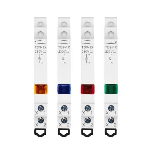 Luz indicadora de señal LED TD9-1X roja de 230V AC/DC para carril Din de 9mm 3