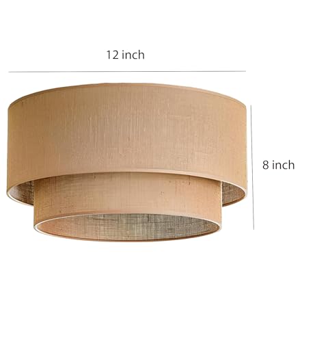 Image of AKWAY Jute Hanging Lamp | Boho Ceiling Lamp for Bedroom, Living Room | Natural Jute Pendant Light | Perfect for Living Room, Dining Room or Office Lighting - (12 inch D x 8 inch H) - Tamish