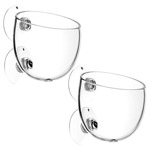 Lot de 2 Pots en Verre pour Aquarium avec ventouses