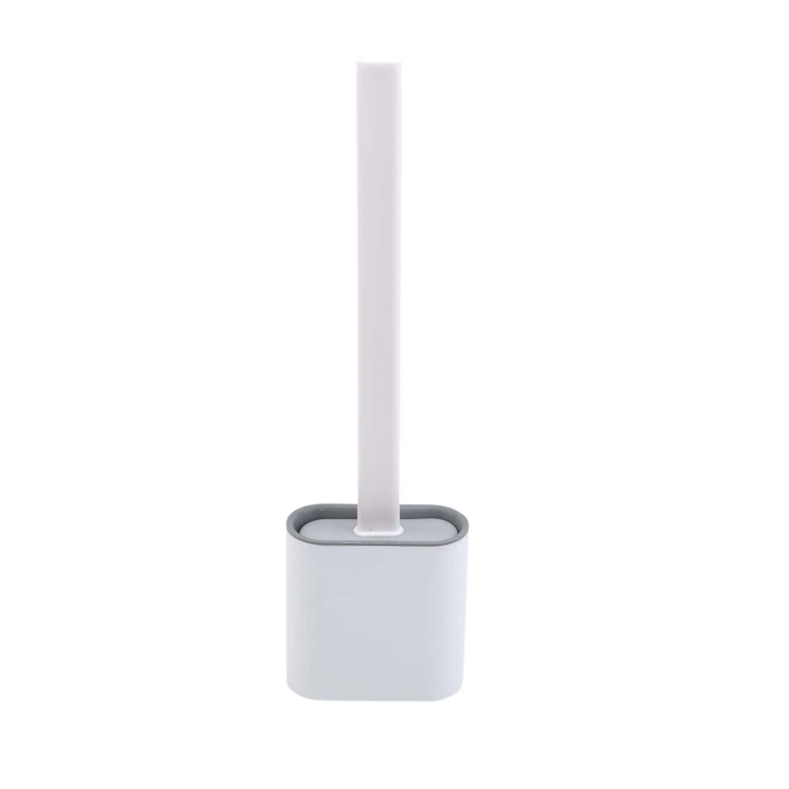 Juego de escobilla de inodoro flexible, cabeza plana suave y soporte para una limpieza sin esfuerzo, ideal para accesorios de baño y inodoro, color blanco, duradero, diseño higiénico