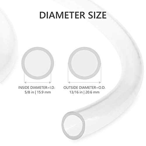 Image of Eastrans 5 /8 Inch ID, 10ft Clear Vinyl Tubing, Flexible PVC Plastic Tube | BPA Free and Non Toxic, UV / Chemical Resistant, Lightweight