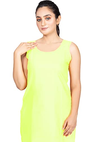 Image of Women's Cotton Long Camisole for Kurti /Suit Slip /Long Inner /Samij for Women Sameej /Knee Length Inner Wear /Sameez /Kurti Slip /Round Neck /Invisible