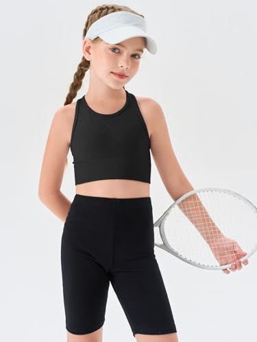 Haloumoning Girls Training Bra Athletic Sports Bra for Kids Racerback Dance Yoga Crop Tops 7-14 Years4